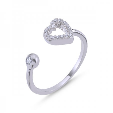 Inel reglabil argint 925 rodiat cu inimioara si zirconii albe - Be in Love ITU0097 [0]
